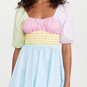 STAUD Multicolor Striped Mini Dress